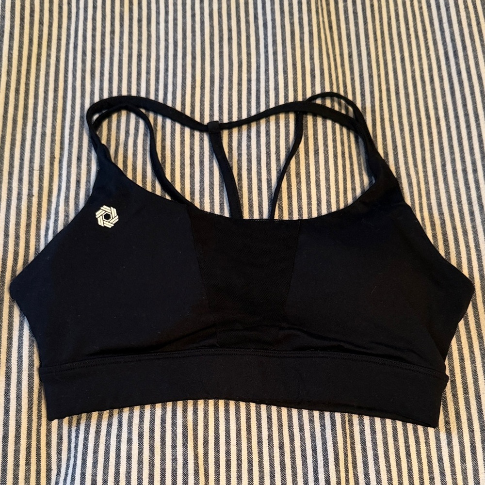 Sleek Black Sports Bra with Strappy Back